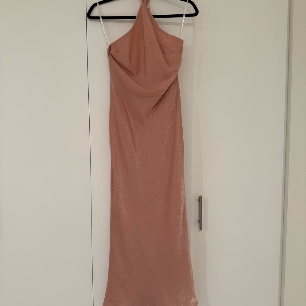 Michael Costello Pink Halter Sheath Maxi Dress
